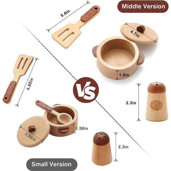 Play Kitchen Accessories,Wooden Kitchen Sets for Kids,Toy Pots and Pans for Kids - Picture 4 of 6